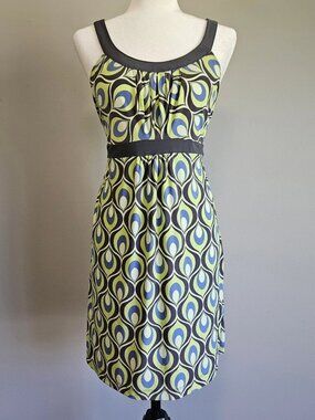 Ambrielle Dress Y2K Retro Scoop Neck Animal Print Stretch Contrast Trim Womens L